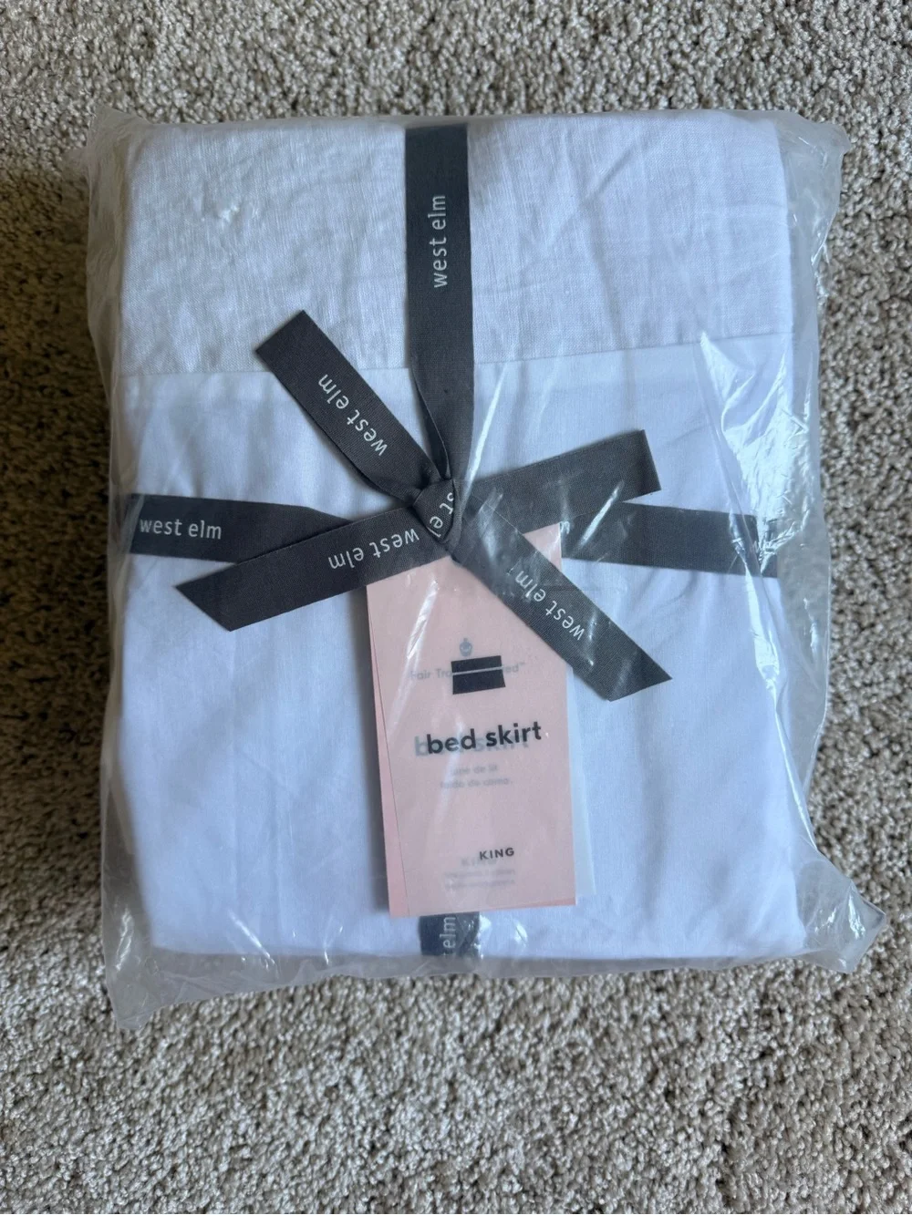 West Elm White European Flax Linen Bed Skirt King